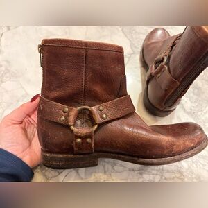 Frye Women's Philip Harness Boots, Short, Size 6, Cognac, NWOB